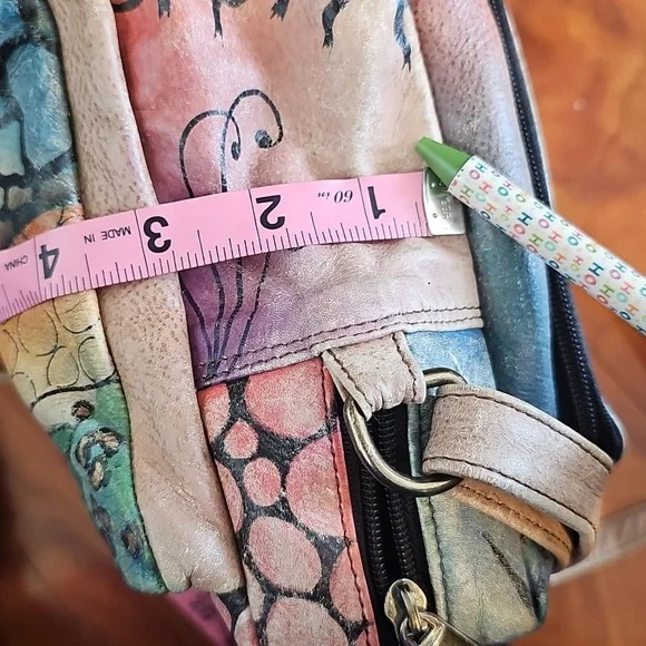Anna By Anuschka Hand Painted Floral Shoulder Crossbody Leather Bag - Picture 10 of 16